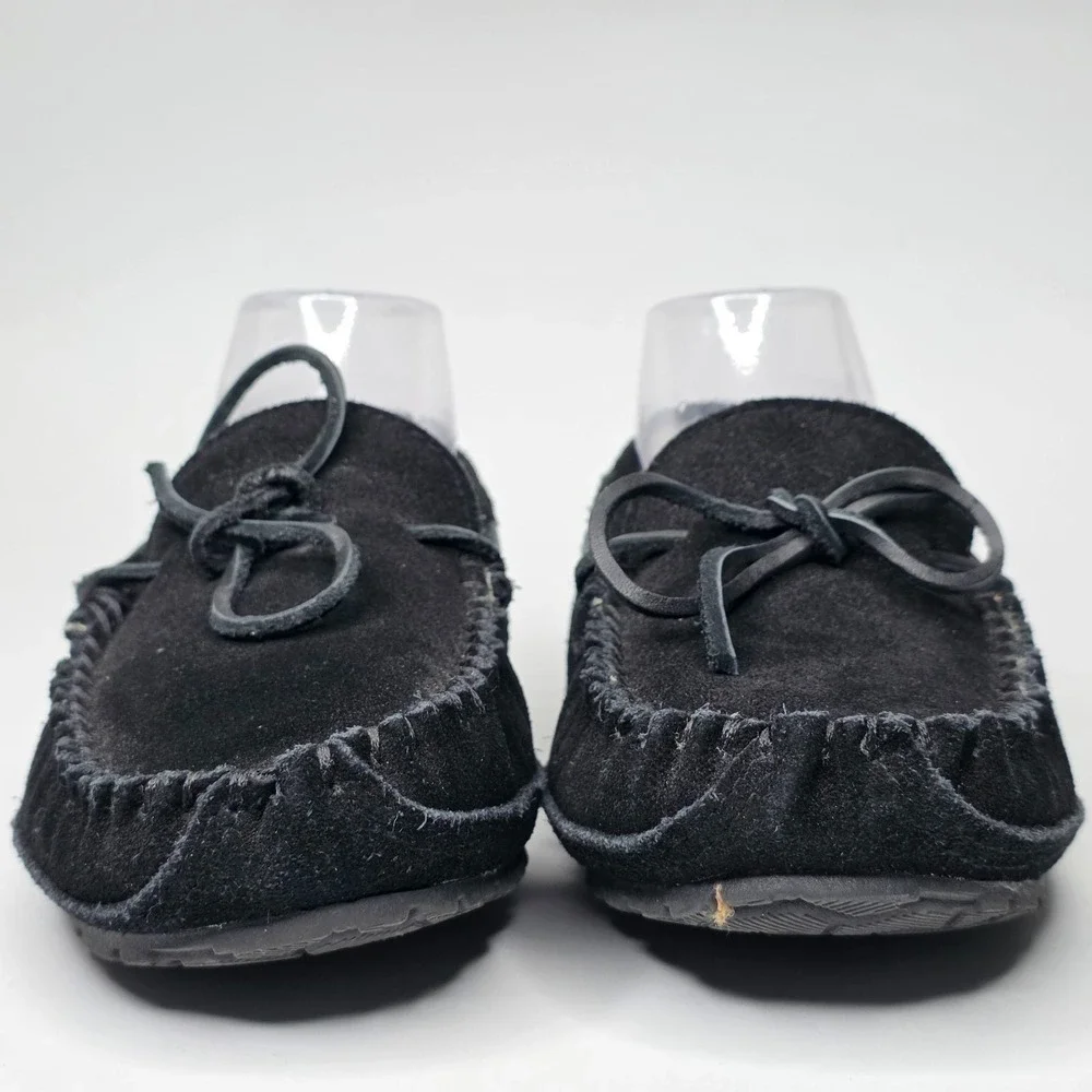 1901 MS Vancouver Men's Slippers Size 7 Black Suede Slip On Faux Fur Moccasin